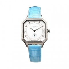 Sport watch - Steel Case,84 Diamonds, Riviera Blue Leather Strap